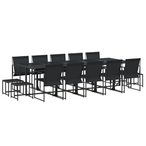 Afuera Living Contemporary Steel Garden Dining Set in Black Finish