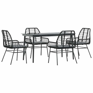 Afuera Living Contemporary 5 Piece Rattan Garden Dining Set in Black