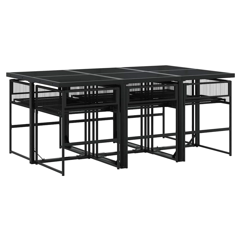 Afuera Living 7 Piece Poly Rattan Garden Dining Set in Black/Cream White