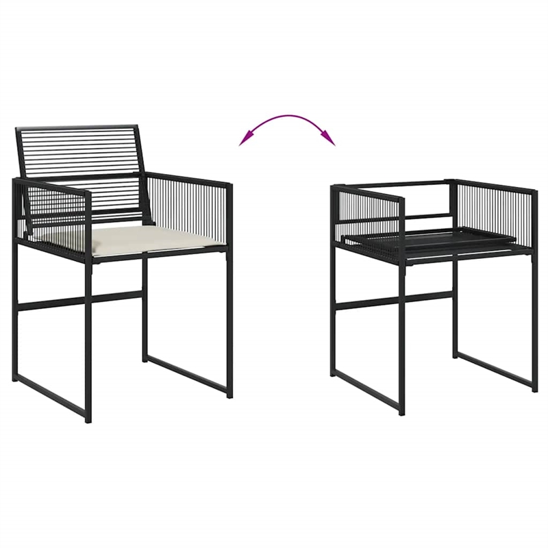 Afuera Living 7 Piece Poly Rattan Garden Dining Set in Black/Cream White