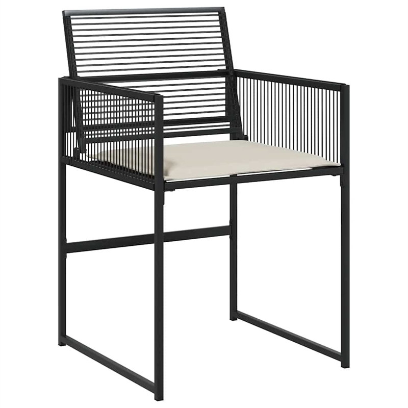 Afuera Living 7 Piece Poly Rattan Garden Dining Set in Black/Cream White