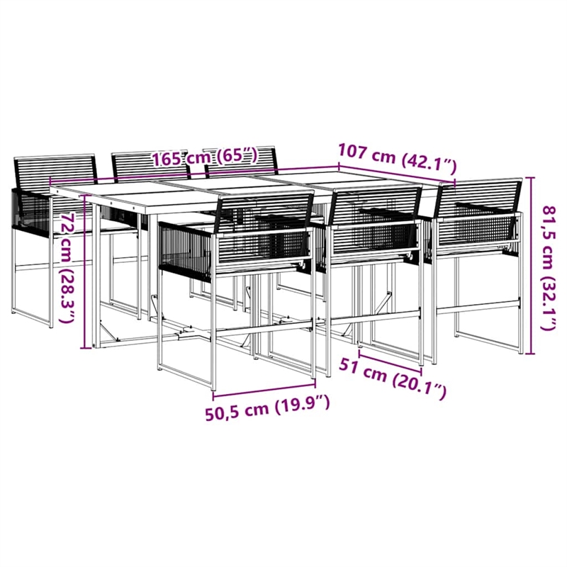 Afuera Living 7 Piece Poly Rattan Garden Dining Set in Black/Cream White