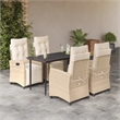 Afuera Living 5 Piece Poly Rattan Garden Dining Set in Black/Cream White