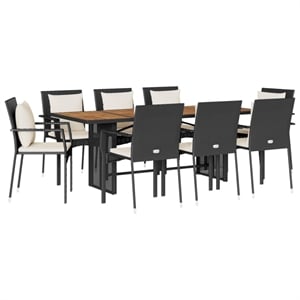Afuera Living 9 Piece Poly Rattan Garden Dining Set in Black