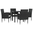 Afuera Living 5 Piece Poly Rattan Garden Dining Set in Black/Cream White