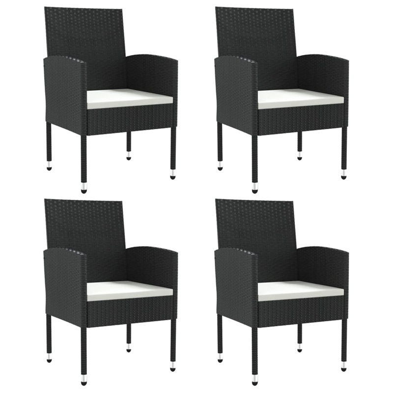 Afuera Living 5 Piece Poly Rattan Garden Dining Set in Black/Cream White