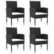 Afuera Living 5 Piece Poly Rattan Garden Dining Set in Black/Cream White