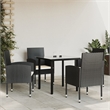 Afuera Living 5 Piece Poly Rattan Garden Dining Set in Black/Cream White