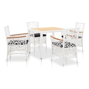Afuera Living 5 Piece Rattan Garden Dining Set with Cushions in Black
