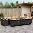 Afuera Living Poly Rattan Garden Dining Set with Cushions in Black and Brown