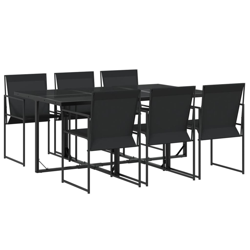 Afuera Living Contemporary 7 Piece Steel Garden Dining Set in Black