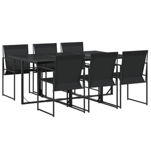 Afuera Living Contemporary 7 Piece Steel Garden Dining Set in Black