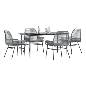 Afuera Living Contemporary Poly Rattan Garden Dining Set in Black