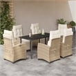 Afuera Living 7 Piece Rattan Garden Dining Set in Beige/Cream White
