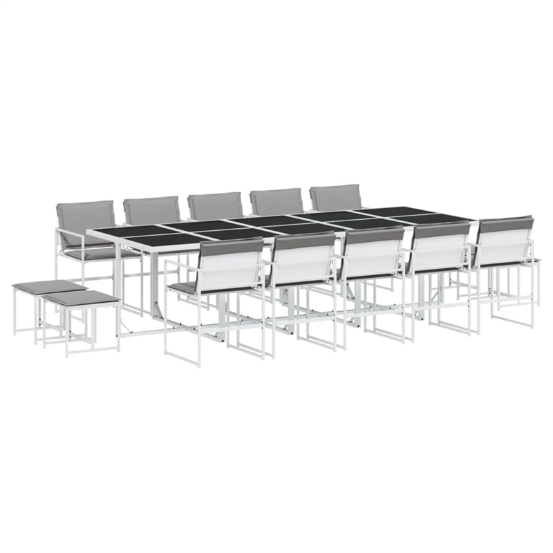 Afuera Living Contemporary Steel Garden Dining Set in White Finish