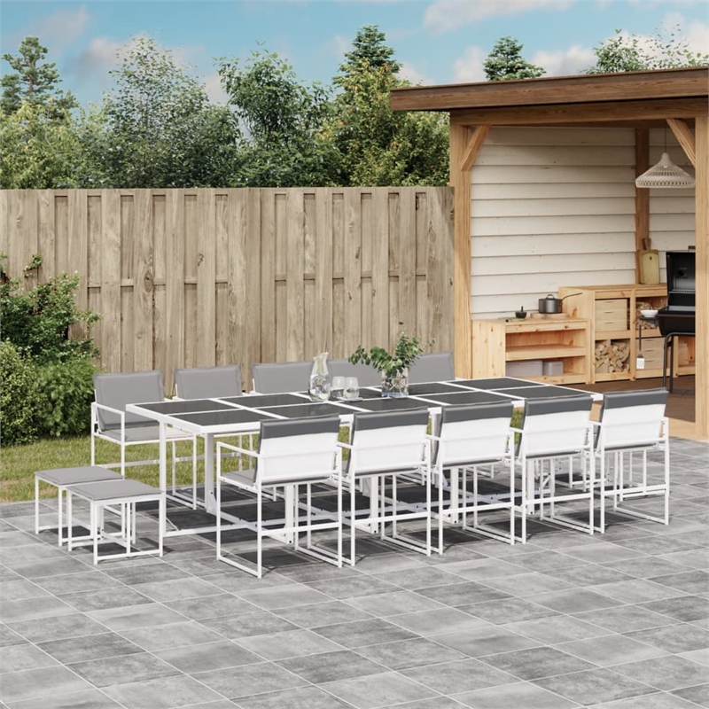 Afuera Living Contemporary Steel Garden Dining Set in White Finish