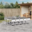 Afuera Living Contemporary Steel Garden Dining Set in White Finish