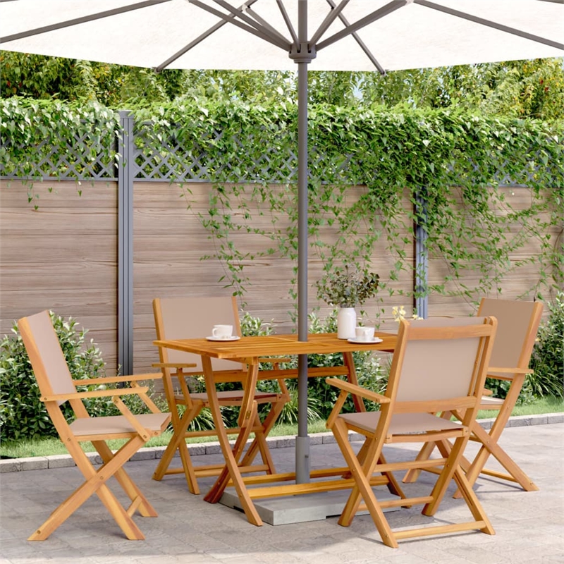 Afuera Living Contemporary Solid Wood Garden Dining Set in Taupe