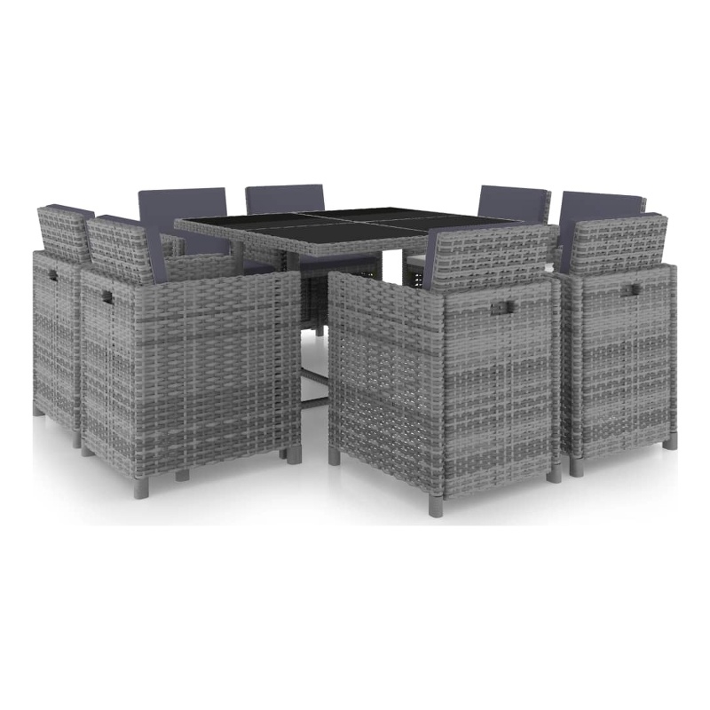 Afuera Living Contemporary 9 Piece Patio Dining Set in Anthracite