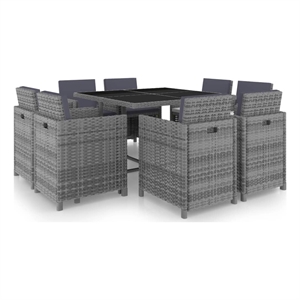 Afuera Living Contemporary 9 Piece Patio Dining Set in Anthracite