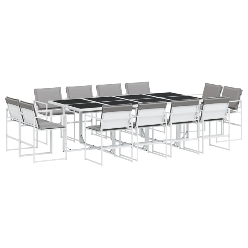 Afuera Living Contemporary Steel Garden Dining Set in White Finish
