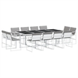 Afuera Living Contemporary Steel Garden Dining Set in White Finish
