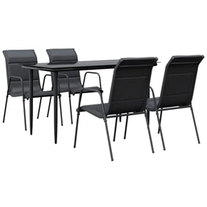 Afuera Living 5 Piece Steel Garden Dining Set in Black/Anthracite
