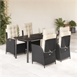 Afuera Living 5 Piece Poly Rattan Garden Dining Set in Black/Cream White