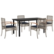 Afuera Living Contemporary 5 Piece Steel Patio Dining Set in Black