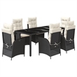 Afuera Living 7 Piece Poly Rattan Garden Dining Set in Black/Cream White