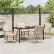 Afuera Living 5 Piece Poly Rattan Garden Dining Set with Cushions in Black