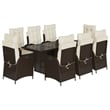 Afuera Living 9 Piece Rattan Garden Dining Set in Brown/Cream white