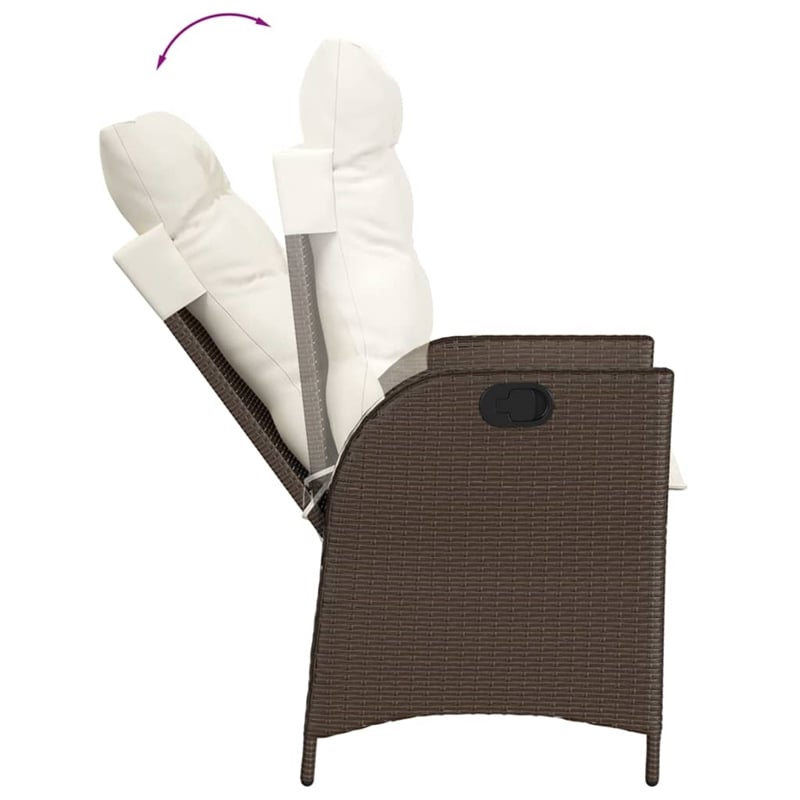 Afuera Living 9 Piece Rattan Garden Dining Set in Brown/Cream white