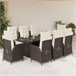 Afuera Living 9 Piece Rattan Garden Dining Set in Brown/Cream white