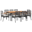 Afuera Living 9 Piece Rattan Garden Dining Set in Black/Cream White
