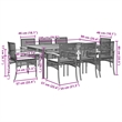 Afuera Living 9 Piece Rattan Garden Dining Set in Black/Cream White