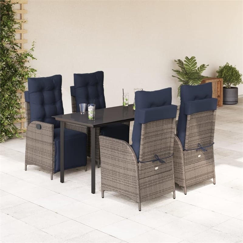 Afuera Living Rattan Garden Dining Set with Cushions in Black