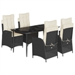 Afuera Living 5 Piece Rattan Garden Dining Set in Black/Cream White