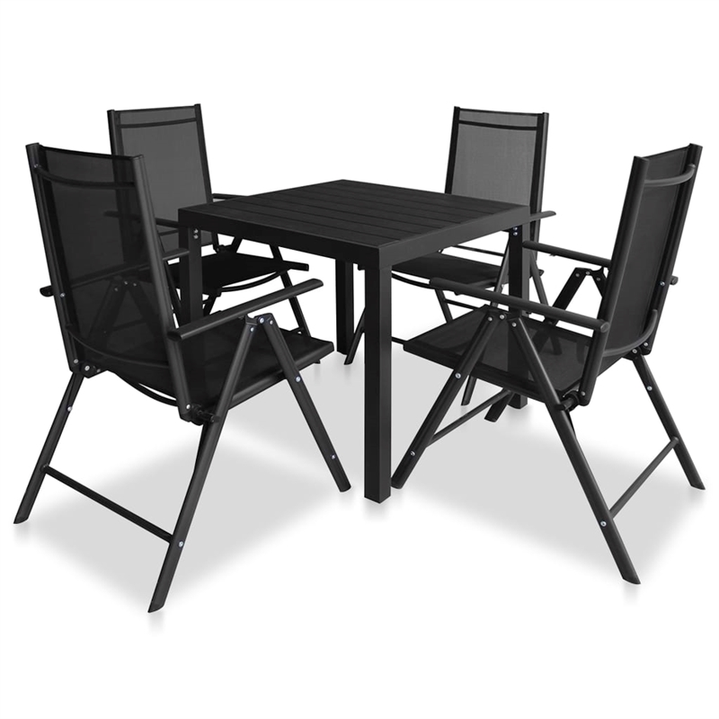 Afuera Living Contemporary 5 Piece Garden Dining Set in Black