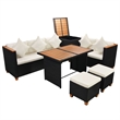 Afuera Living 7 Piece Poly Rattan Garden Dining Set with Cushions in Black