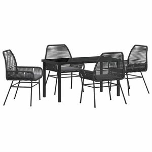 Afuera Living 5 Piece Poly Rattan Garden Dining Set with Cushions in Black