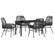 Afuera Living 5 Piece Poly Rattan Garden Dining Set with Cushions in Black