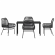 Afuera Living 5 Piece Poly Rattan Garden Dining Set with Cushions in Black