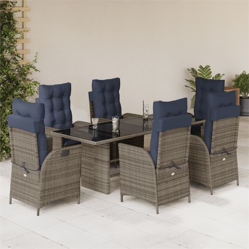 Afuera Living Contemporary 7 Piece Garden Dining Set in Gray