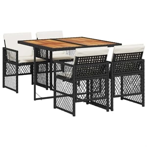 Afuera Living 5 Piece Poly Rattan Garden Dining Set in Black/Cream White