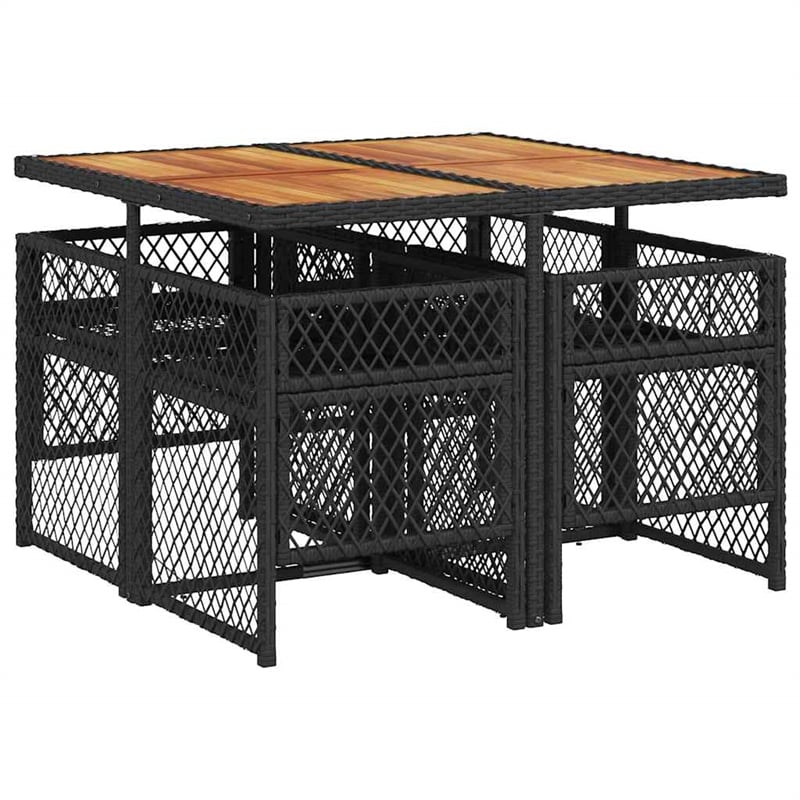 Afuera Living 5 Piece Poly Rattan Garden Dining Set in Black/Cream White