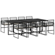 Afuera Living 9 Piece Rattan Garden Dining Set in Black/Cream White
