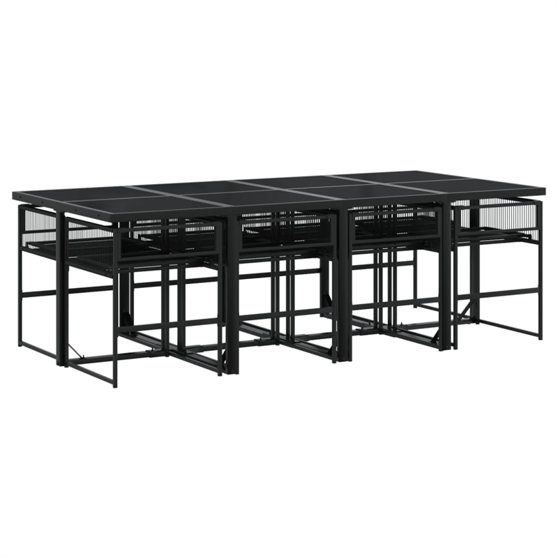 Afuera Living 9 Piece Rattan Garden Dining Set in Black/Cream White