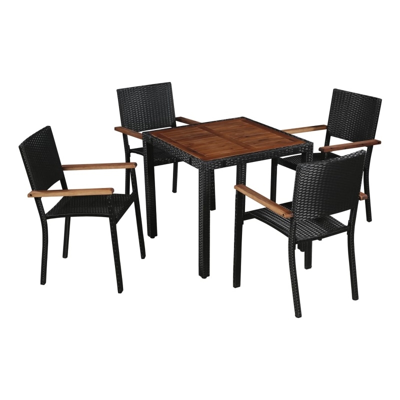Afuera Living Contemporary Rattan Garden Dining Set in Black and Brown