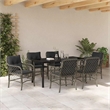 Afuera Living 7 Piece Poly Rattan Garden Dining Set with Cushions in Black